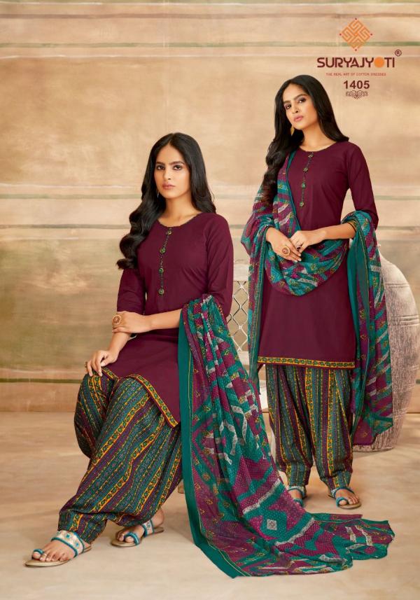 Suryajyoti Chiffon Patiyala Vol-14 Cotton Designer Exclusive Dress Material